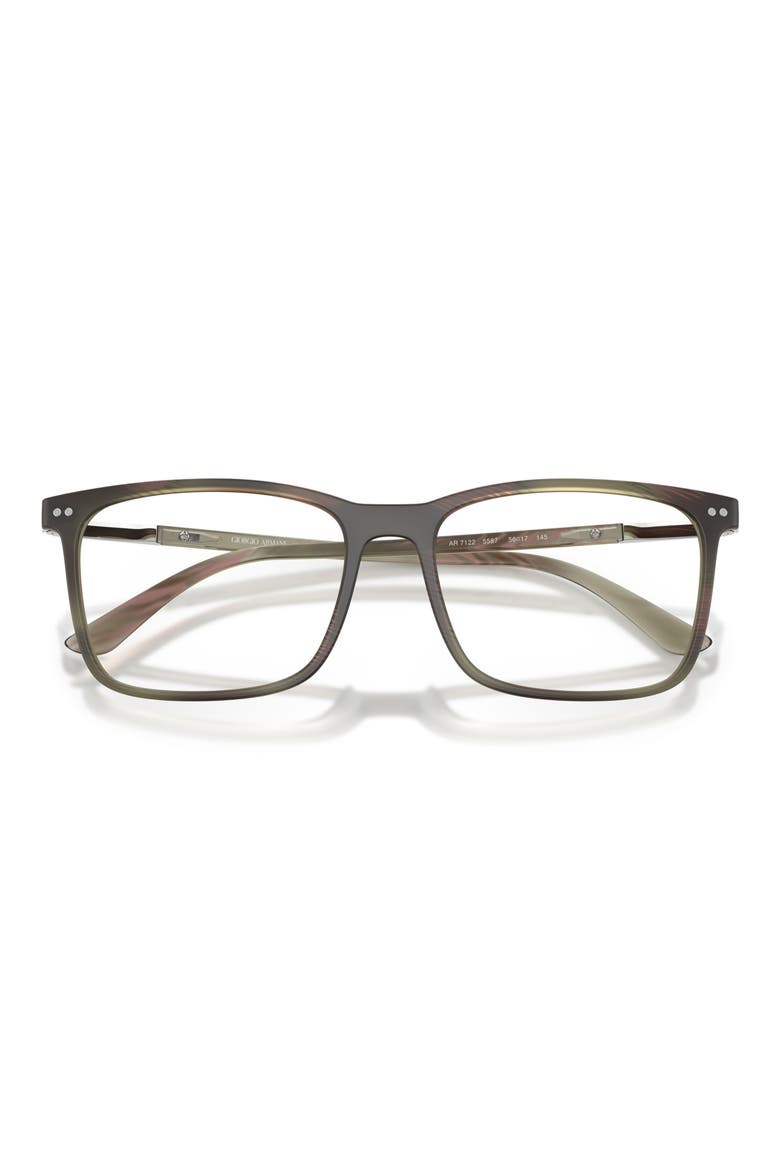 56mm Square Optical Glasses, Alternate, color, STRIPED OLIVE / DEMO LENS