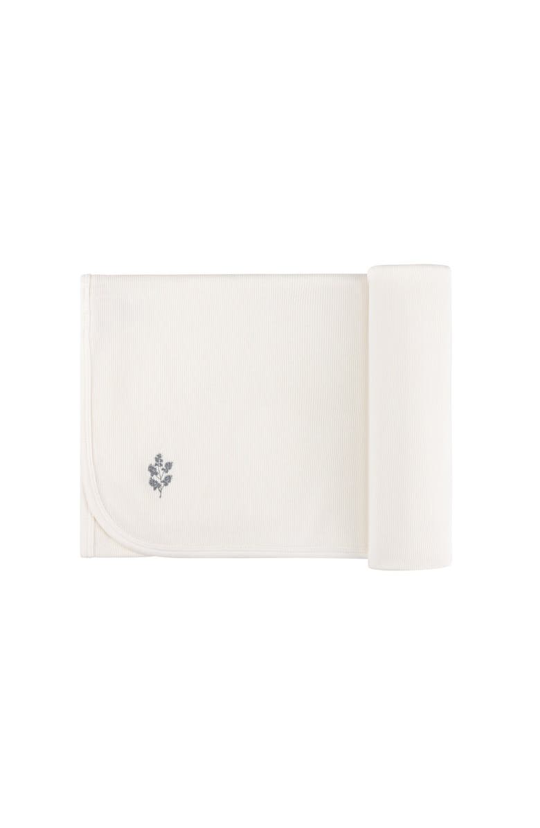 Ely's & Co. Velour Pocket Full of Flowers Collection - Blanket, Main, color, Ivory/Blue