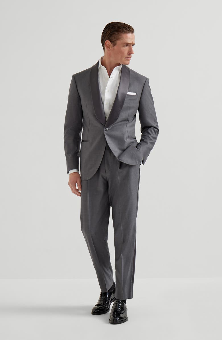 Brunello Cucinelli Tuxedo with shawl lapel, Alternate, color, Grey
