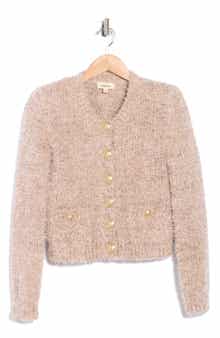 L'AGENCE Una Crop Eyelash Tweed Cardigan