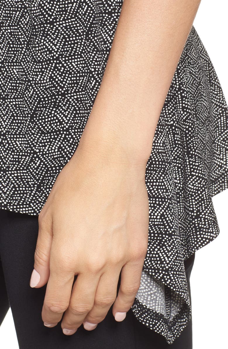 Chaus Dot Ruched Sharkbite Hem Top, Alternate, color,