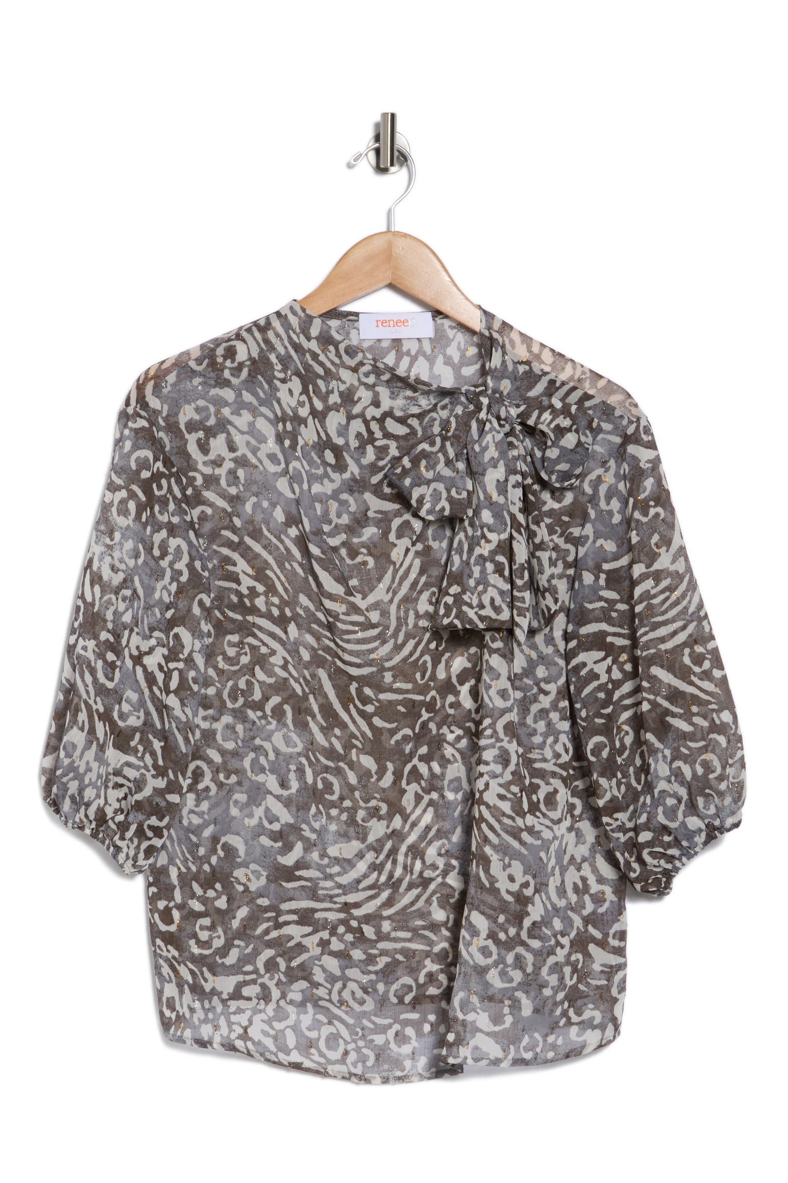 Animal Print Tie Neck Top (Women) | Nordstromrack