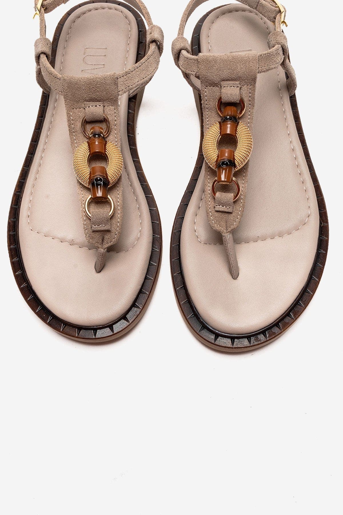 Tiana Leather Buckled Sandal, Alternate, color, Mink Suede