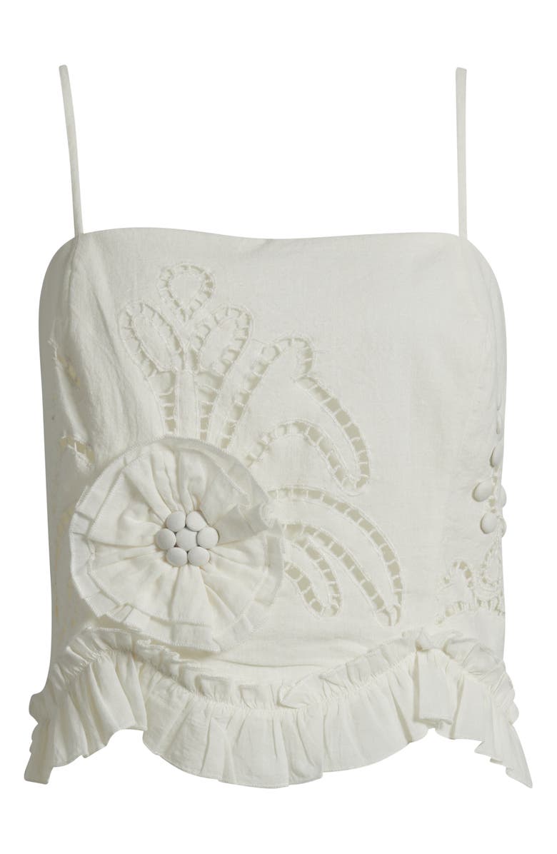 LOVE THE LABEL Cassia Floral Appliqué Cotton & Linen Top, Alternate, color, 