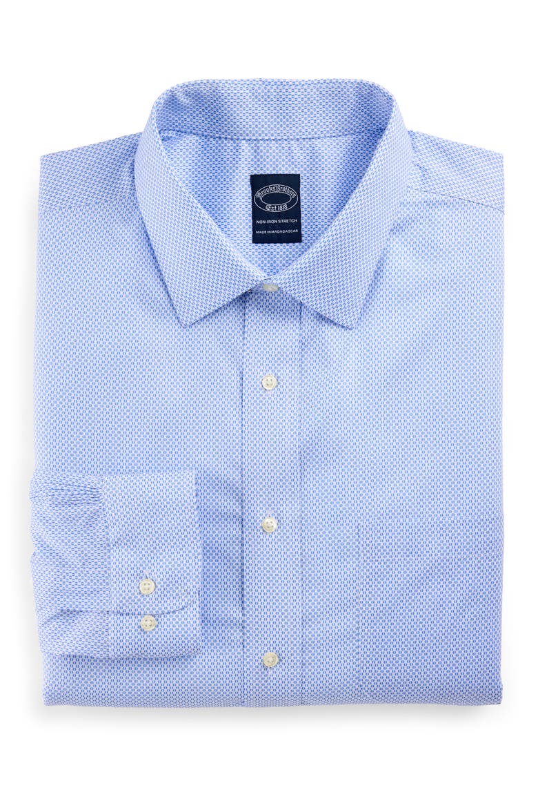Big & Tall  Non-Iron Geometric Patterned Dress Shirt, Alternate, color, BLUE