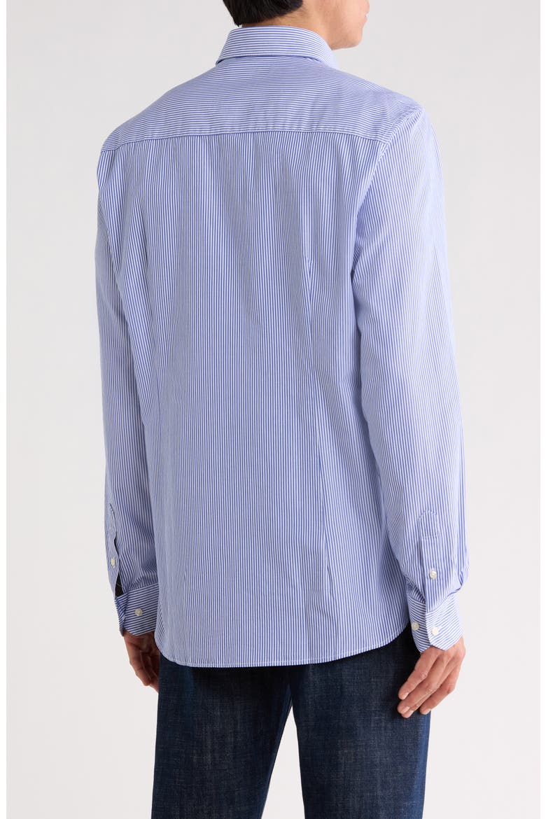 Graham Tailored Fit Stripe Button-Up Shirt, Alternate, color, NAVY