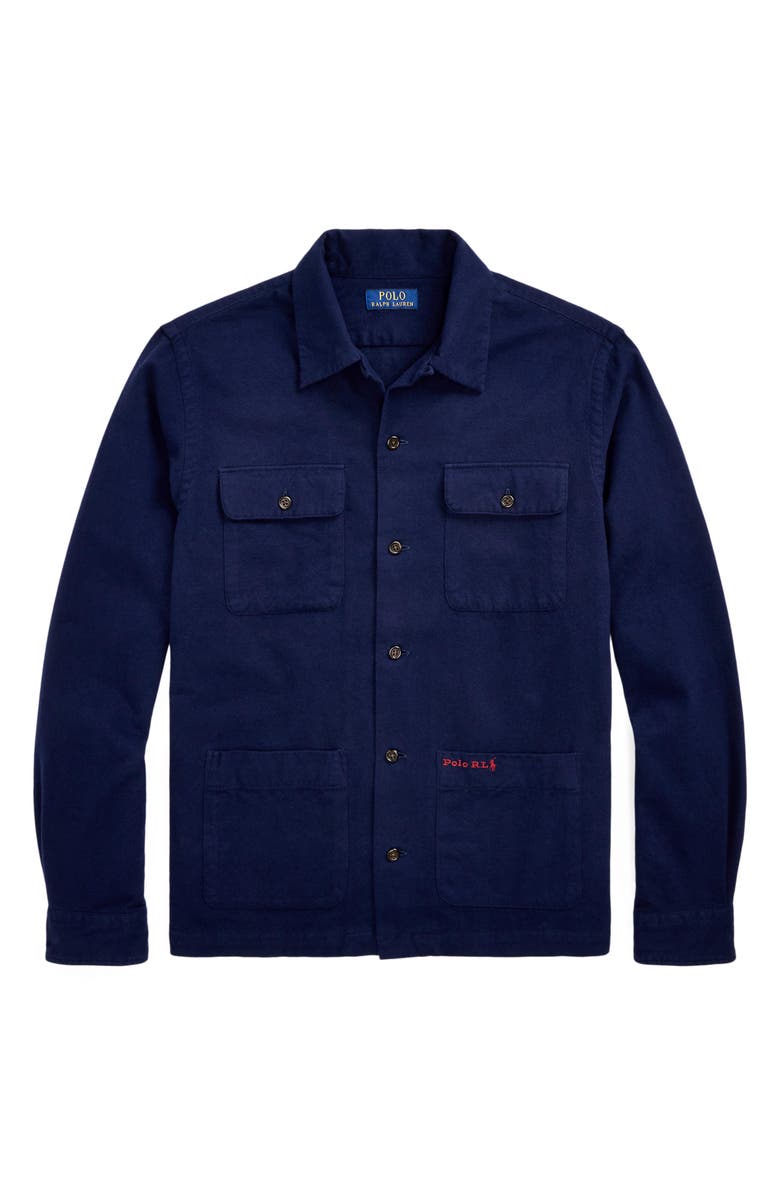 Polo Ralph Lauren Brushed Flannel Button-Up Shirt Jacket, Alternate, color, Newport Navy