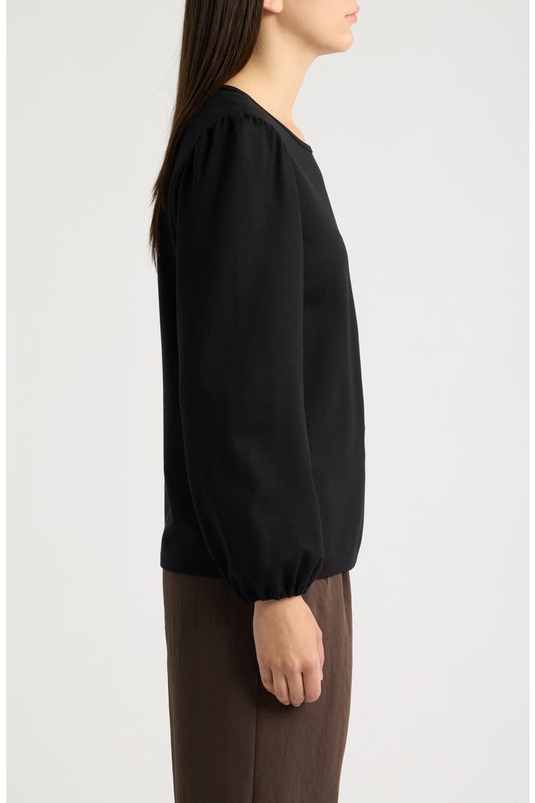 Puff Sleeve Crewneck Top, Alternate, color, ANNE BLACK