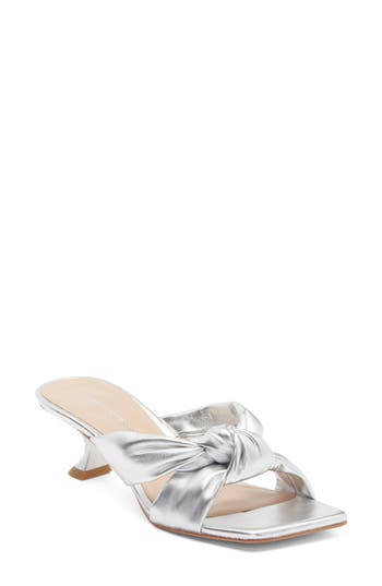 Stuart Weitzman Playa 50 Knot Kitten Heel Sandal In Metallic