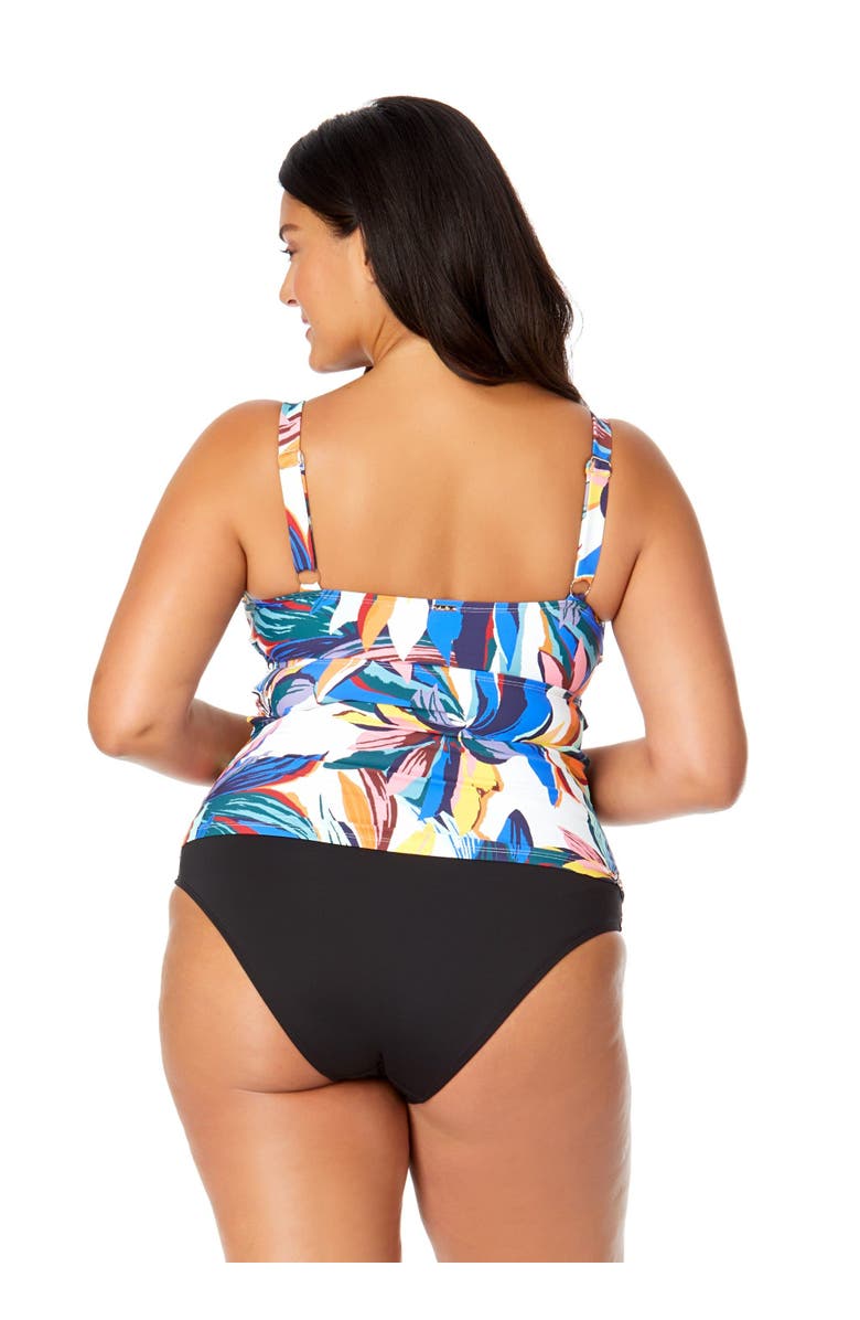 Anne Cole Plus Women's Plus Riviera Floral Hidden Underwire Drape Front Tankini Swim Top, Alternate, color, Riviera Floral