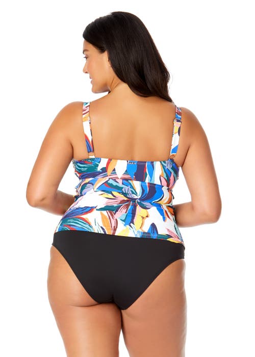 Anne Cole Plus Plus Riviera Floral Hidden Underwire Drape Front Tankini Swim Top In Riviera Floral