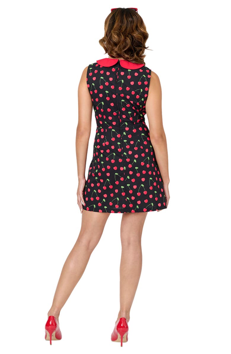 Unique Vintage Sleeveless Shift Dress, Alternate, color, Black Red Cherries