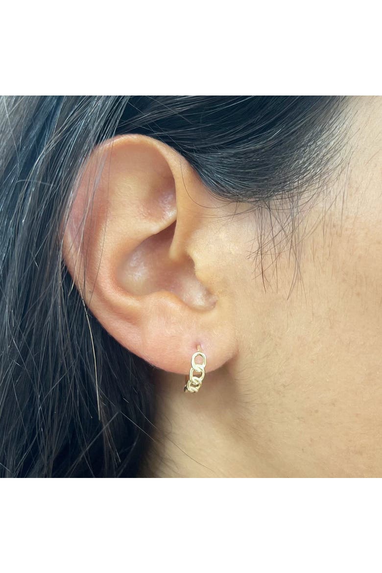 Curb Huggie Hoop Earrings, Alternate, color, Yellow Gold