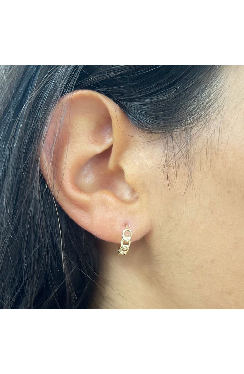 The Lovery Fine Jewelry Curb Huggie Hoop Earrings, Alternate, color, Yellow Gold