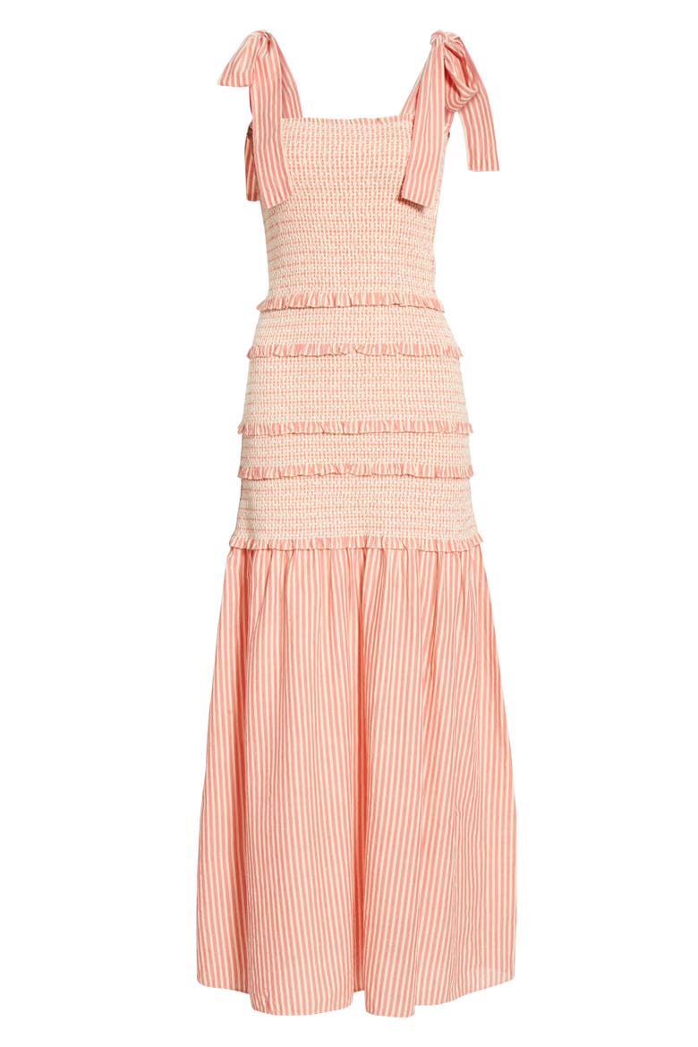 Robyn Stripe Smocked Ruffle Maxi Dress, Alternate, color, FRENCH TULIP