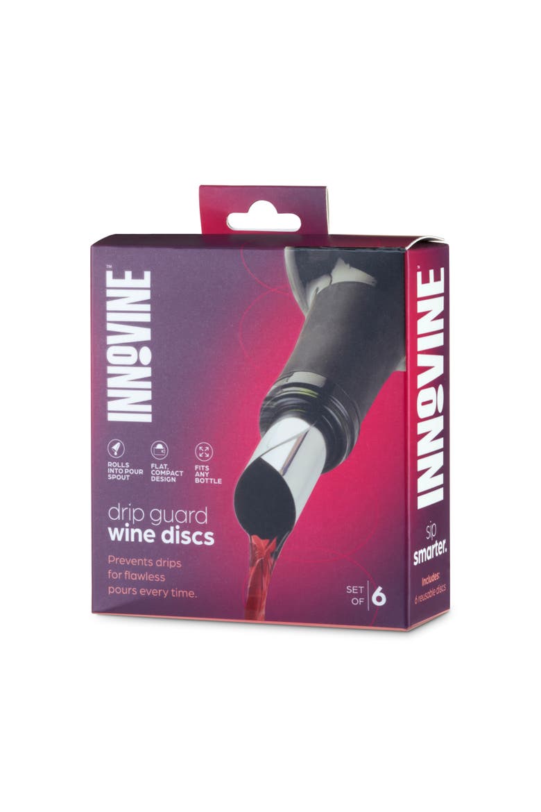 Drip Guard Wine Discs Set of 6, Alternate, color, Silver