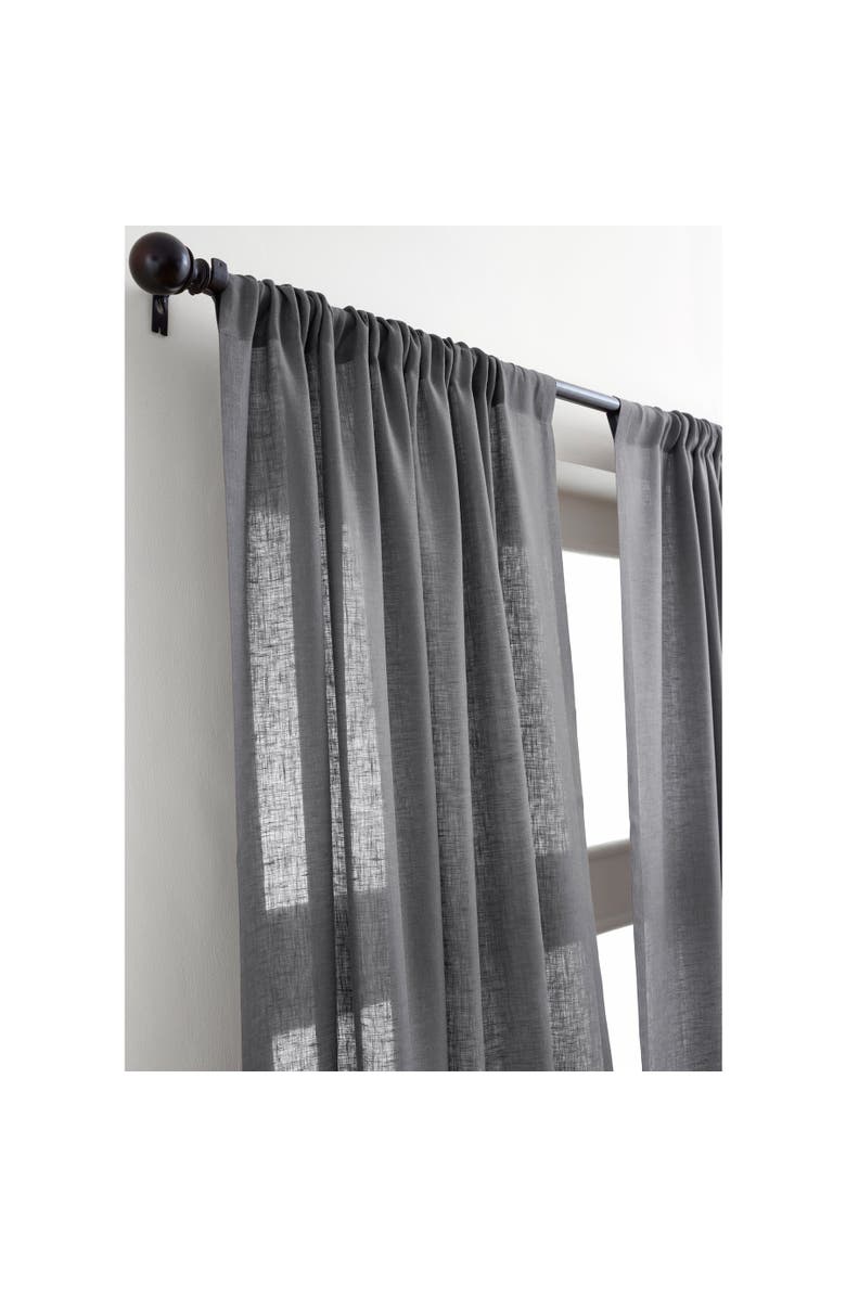 Solino Home Linen Sheer Curtain with Light Filtering Rod Pocket Curtain for Living Room, Bedroom, Alternate, color, Charcoal