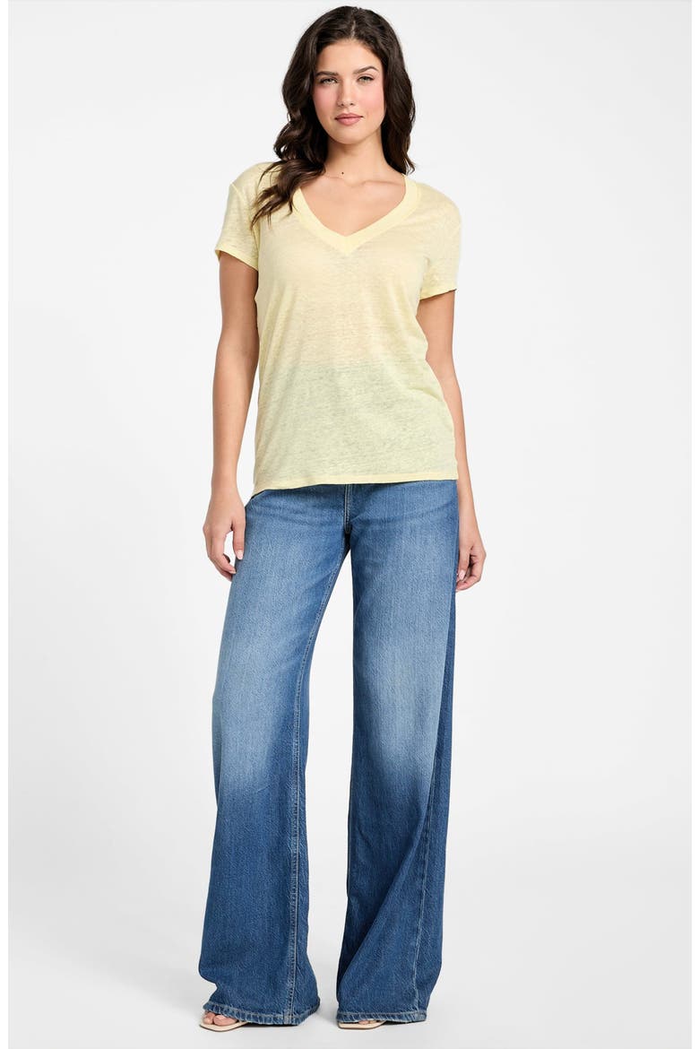Lindsey V-Neck Linen T-Shirt, Alternate, color, COTTON YELLOW