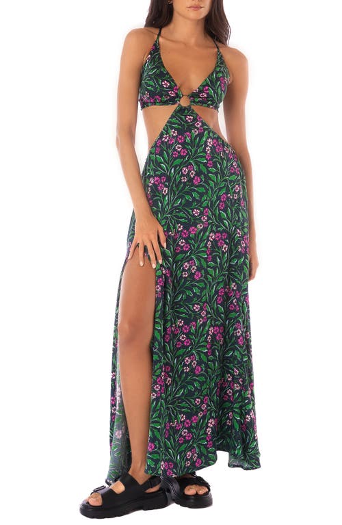 Maaji Water Rose Rosalina Cutout Cover-up Maxi Sundress In Open Blue