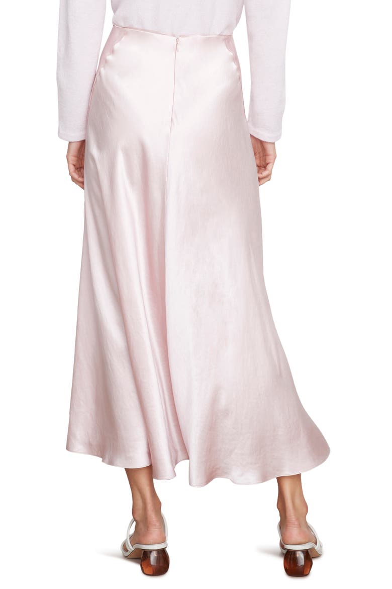 Raw Edge Paneled Satin Slip Skirt, Alternate, color, ROSELLE