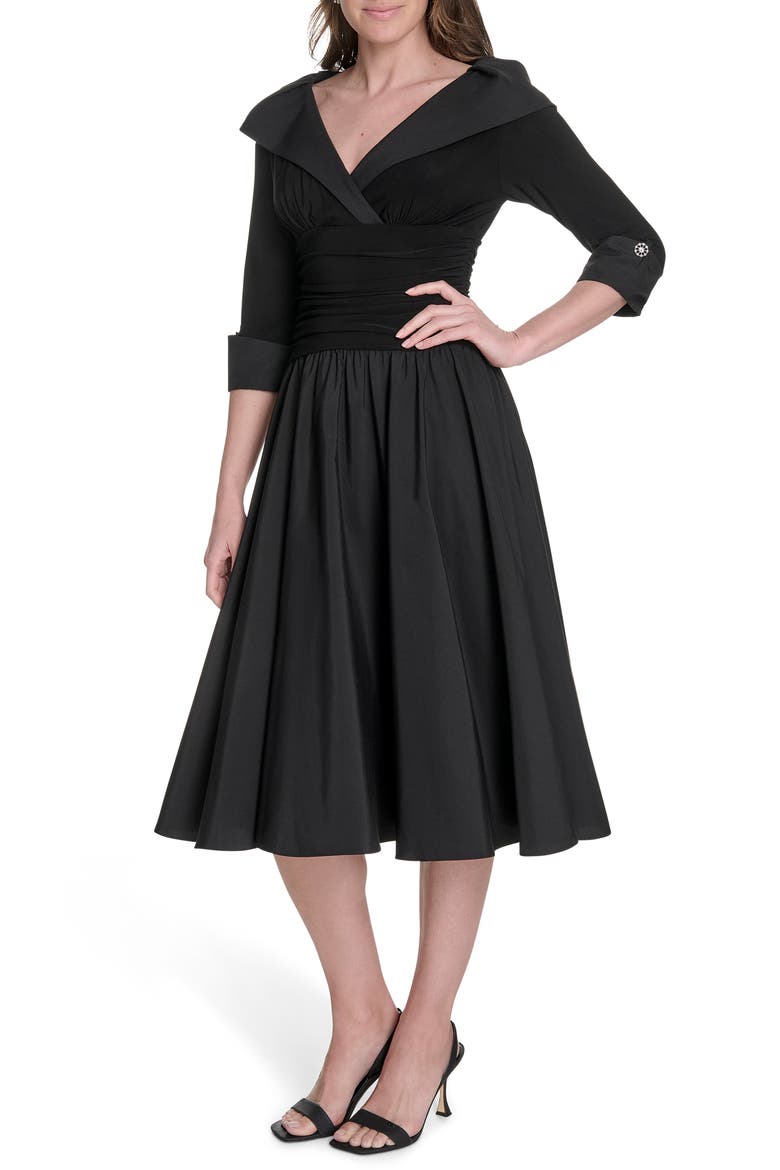Rhinestone Cuff Fit & Flare Cocktail Dress, Alternate, color, BLACK