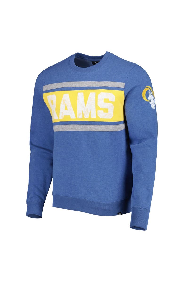 '47 Men's '47 Heathered Blue Los Angeles Rams Bypass Tribeca Pullover Sweatshirt, Alternate, color, Blue
