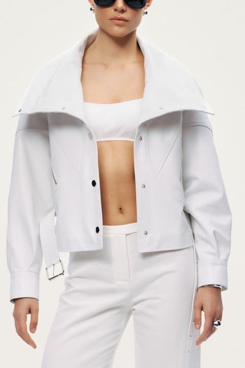 High-Neck Belted Jacket