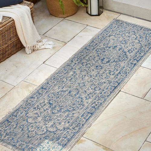 Jonathan Y Rozetta Boho Medallion Textured Weave Indoor/outdoor Area Rug In Gray/navy