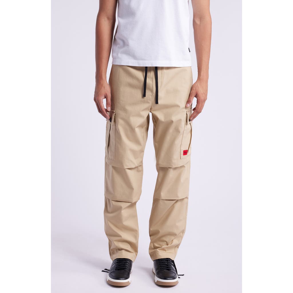 Hugo Boss Regular-fit Cargo Trousers In Ripstop Cotton