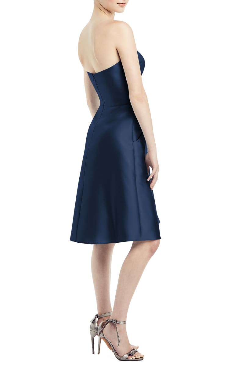 Alfred Sung Strapless Satin Twill Cocktail Dress, Alternate, color, 