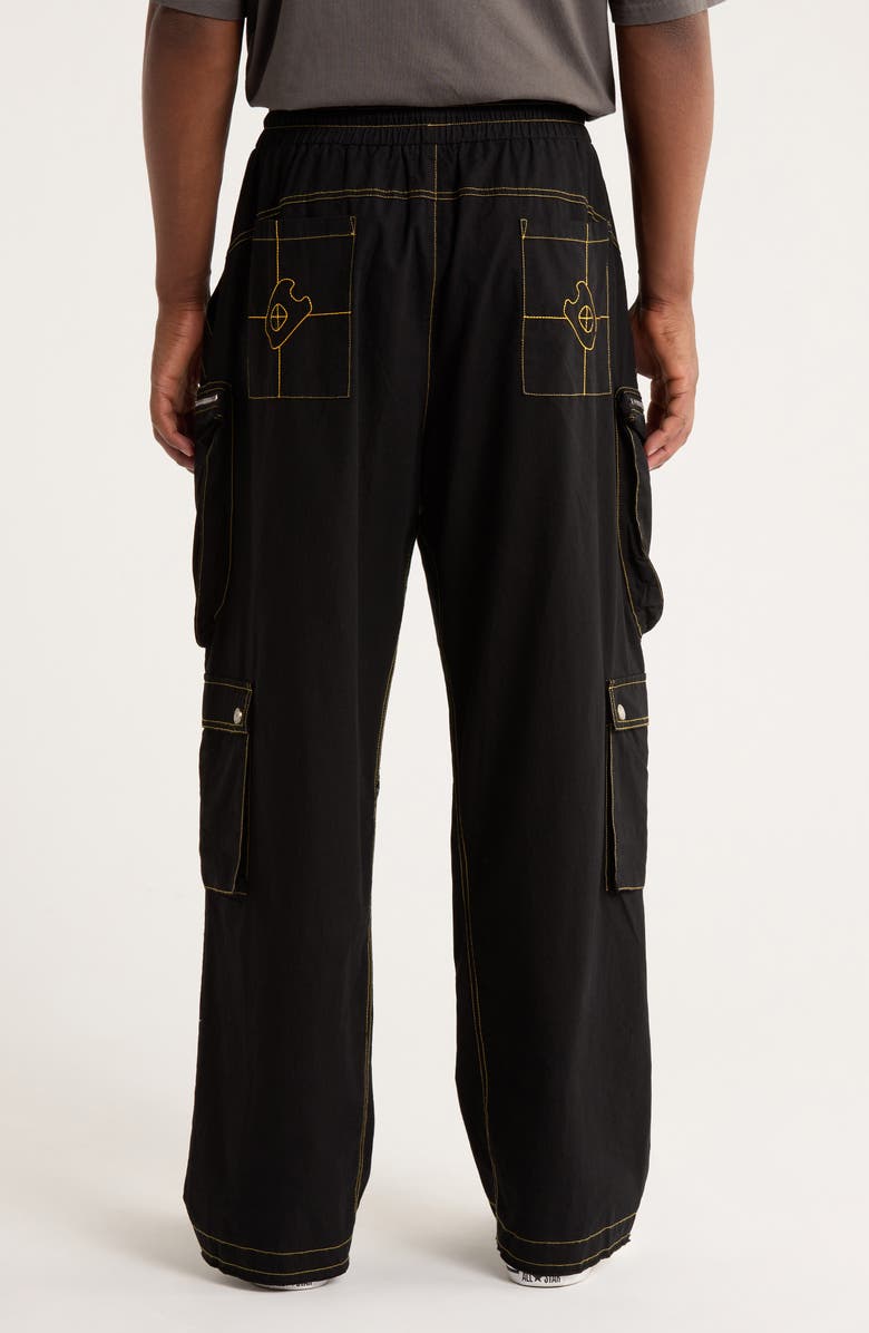 DIET STARTS MONDAY Contrast Cotton Ripstop Cargo Pants, Alternate, color, Black