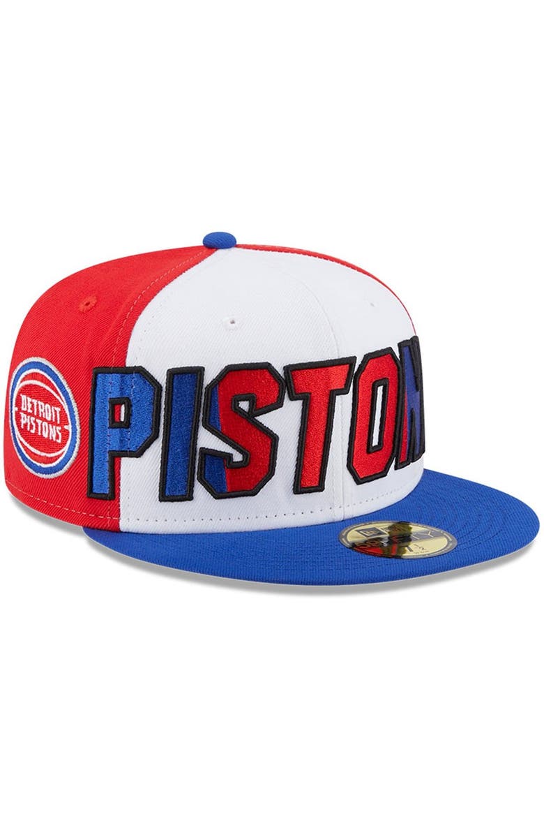 New Era Men's New Era  White/Blue Detroit Pistons Back Half 9FIFTY Fitted Hat, Alternate, color, 