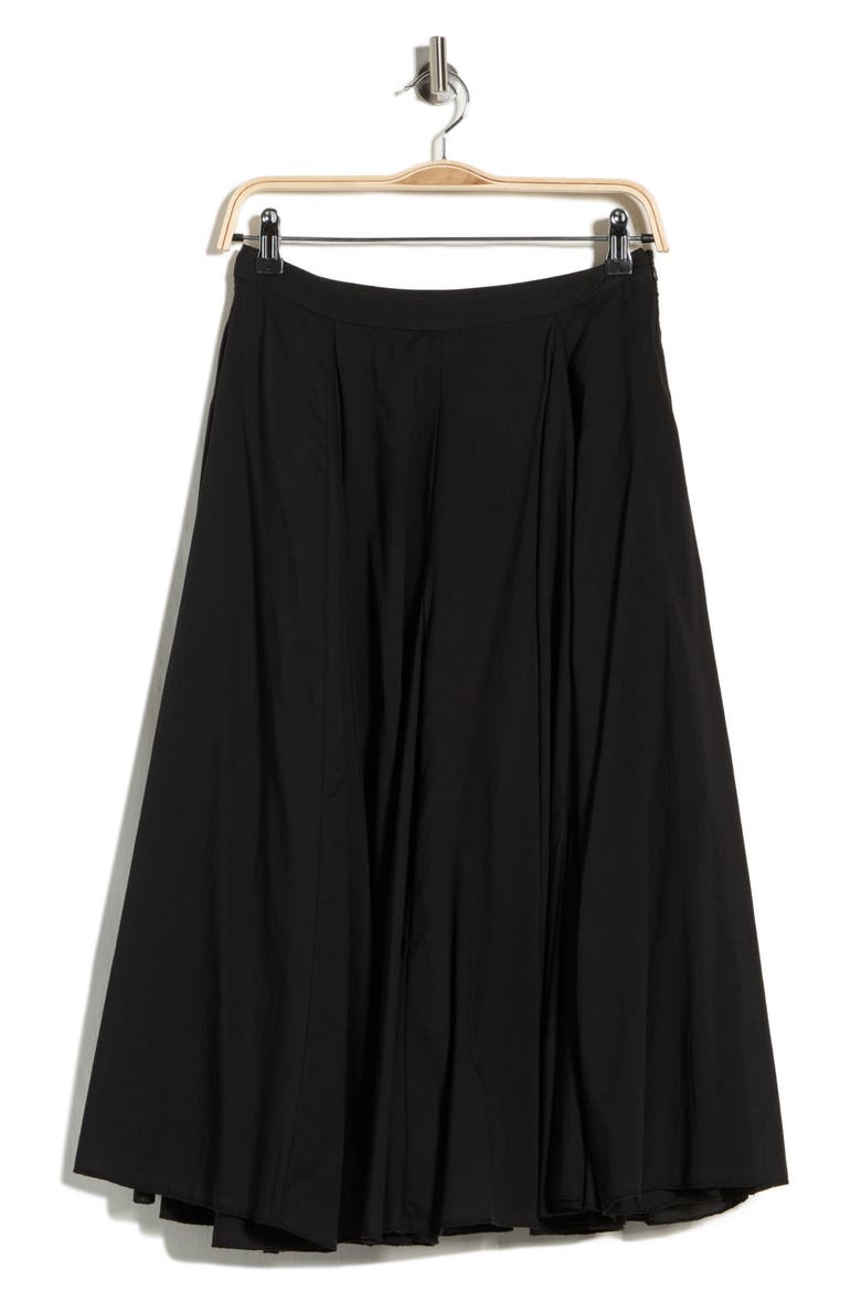 Flared Godet Midi Skirt, Alternate, color, BLACK