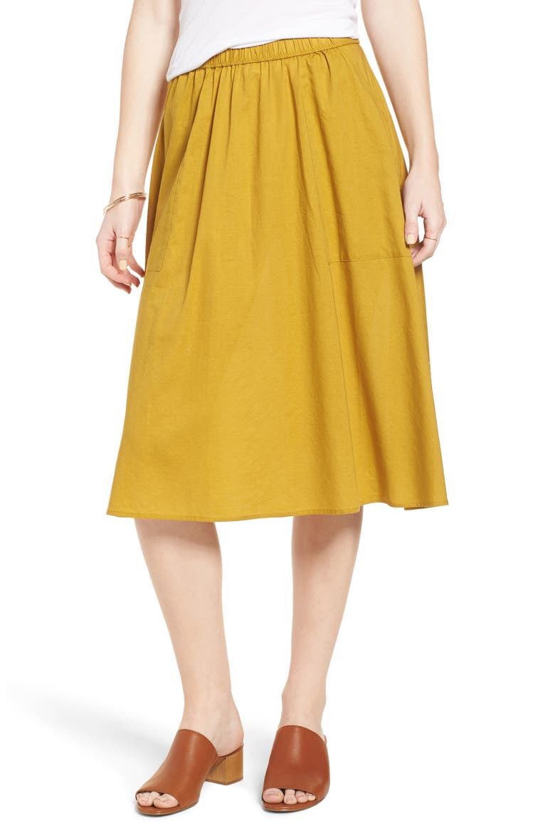 Sidewalk Midi Skirt, Main, color, SPICY SAFFRON