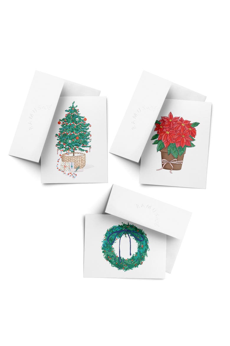 Oh Christmas Tree, Poinsettia, Wreath Winter/Holiday/Christmas Greeting Card Pack Sets, Main, color, Multi-Pack