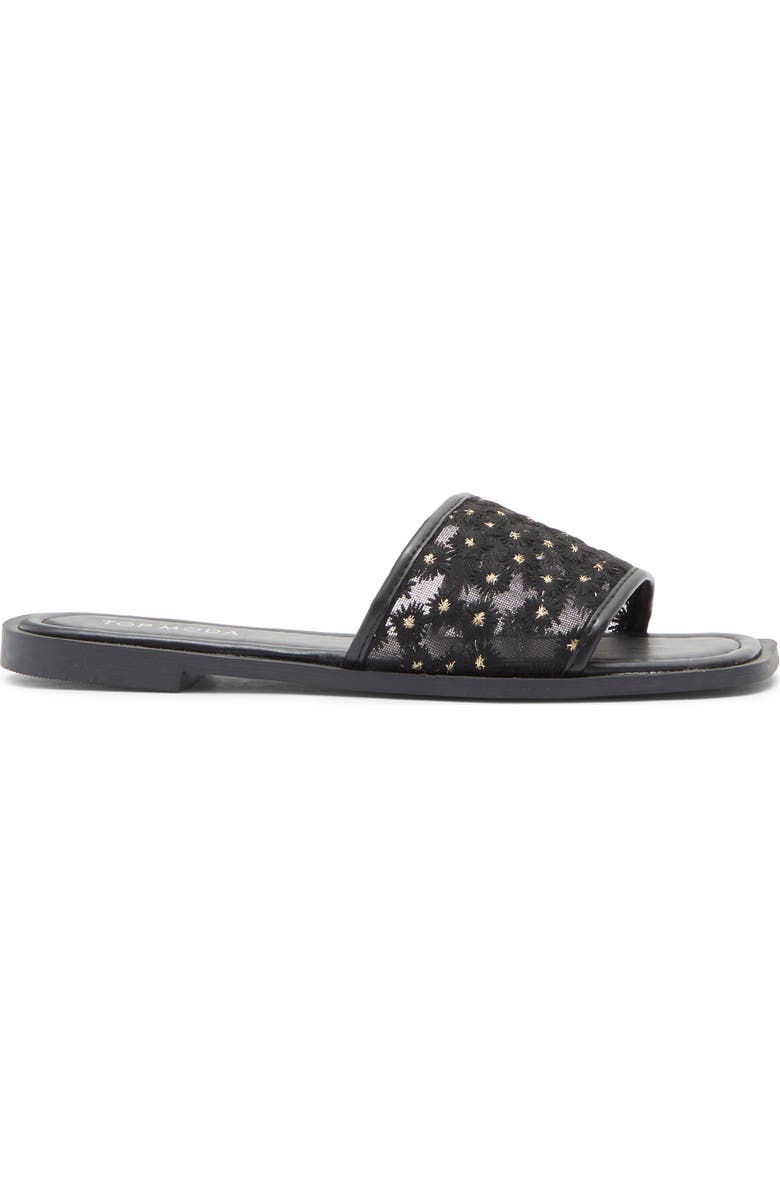 TOP MODA Zita Slide Sandal, Alternate, color, Black Pu