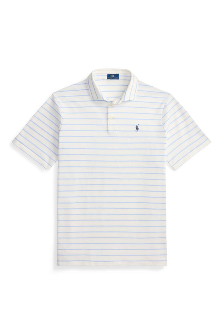 Striped Soft Cotton Polo, Alternate, color, WHITE/ PEBBLE BLUE