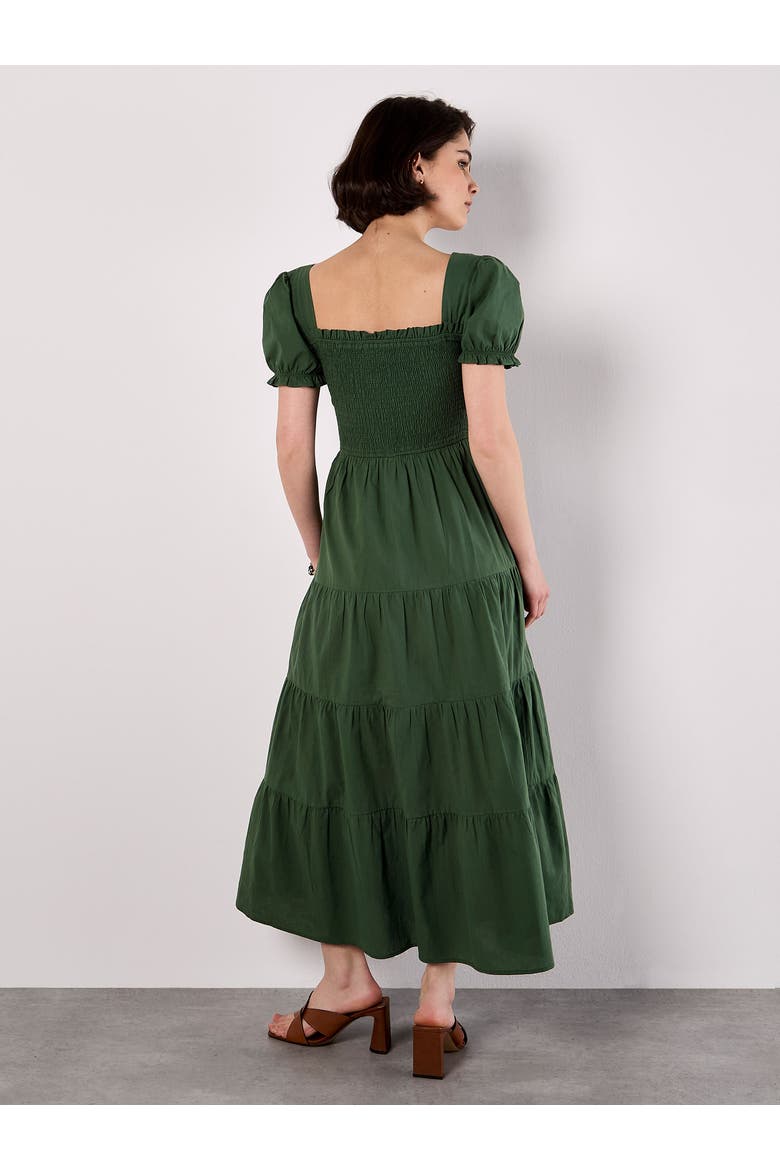 Smocked Cotton Poplin Midi Dress, Alternate, color, Green
