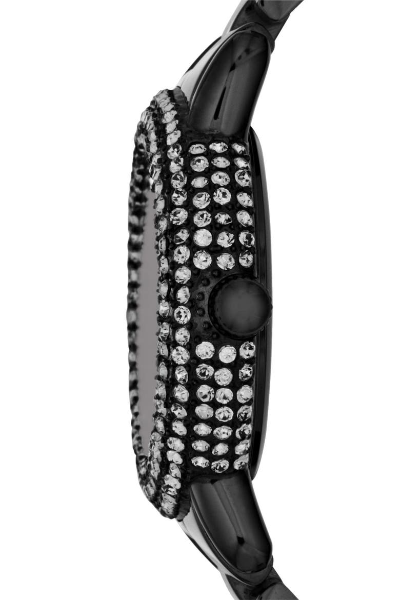 'Marci' Mirror Dial Crystal Bezel Watch, 36mm, Alternate, color, BLACK