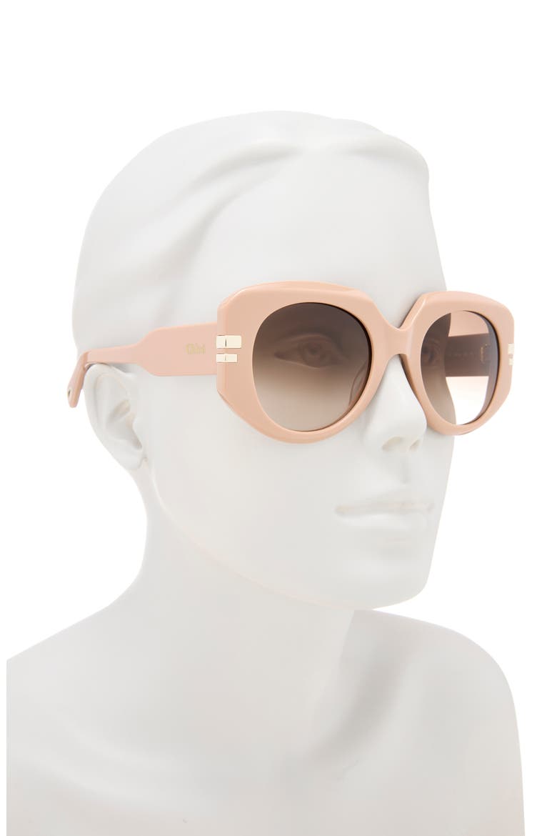 52mm Square Sunglasses, Alternate, color, NUDE NUDE BROWN