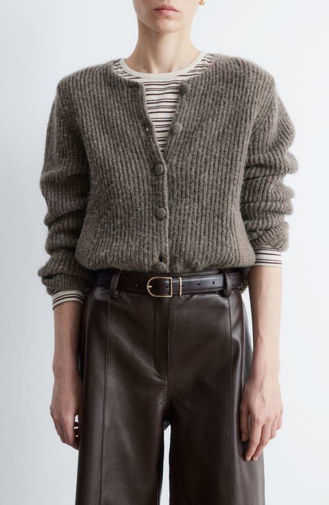 Fuzzy Rib Wool & Alpaca Blend Cardigan