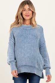 PinkBlush Washed Side Slit Oversized Sweater