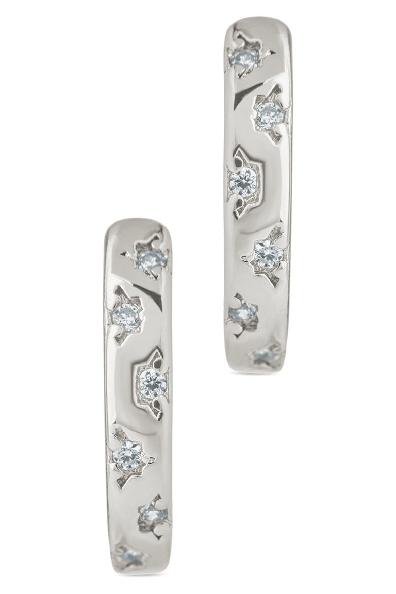 Domenica Celestial Charm Huggie Hoop Earrings, Alternate, color, SILVER