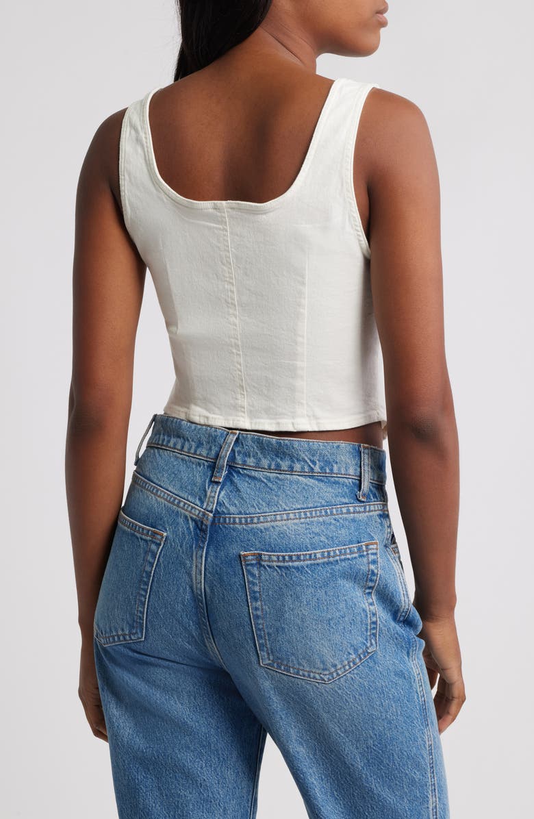 VERO MODA Wild Alinia Denim Corset Top, Alternate, color, Snow White