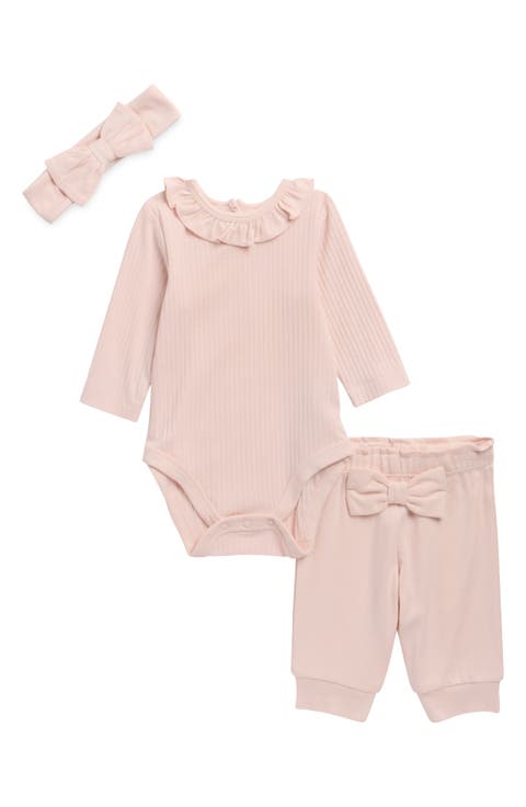 Ruffle Collar Bodysuit, Pants & Headband Set