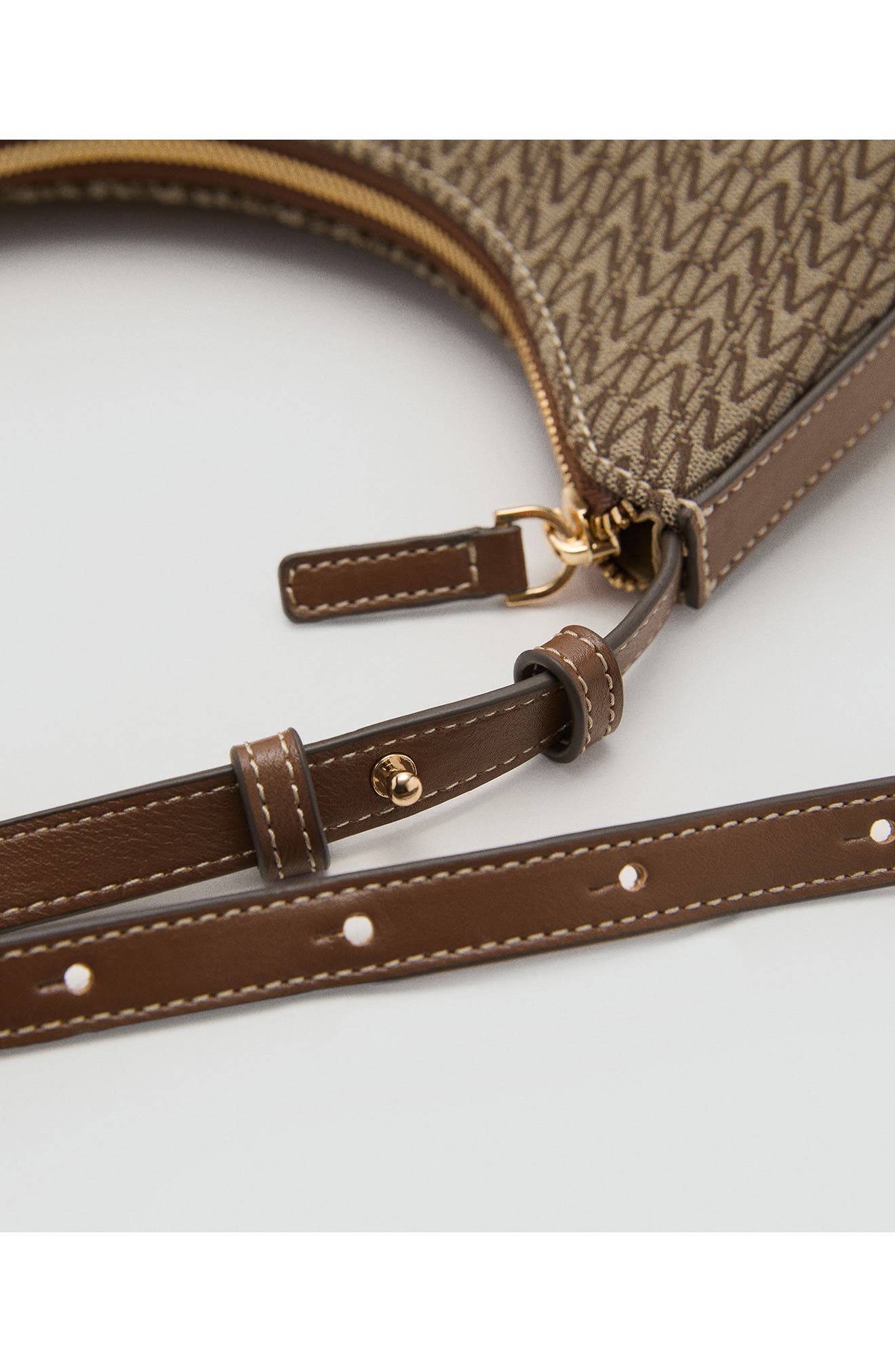 MANGO Logo Jacquard Shoulder Bag, Alternate, color, Chocolate