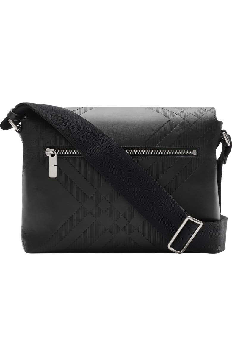 Burberry Embossed Check Messenger Bag, Alternate, color, Black