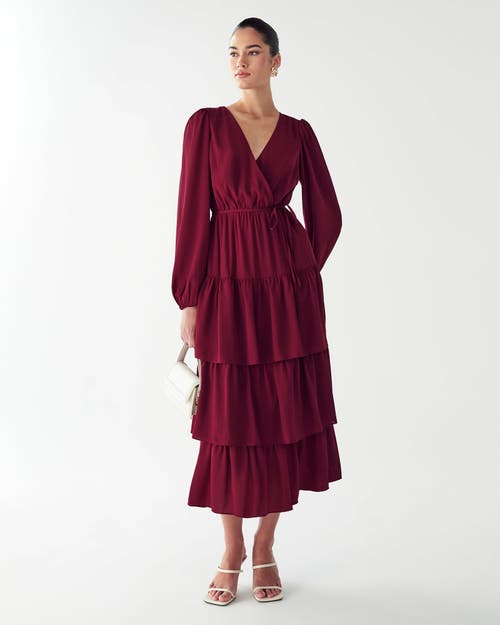 Willa Koby Midi Dress In Burgundy