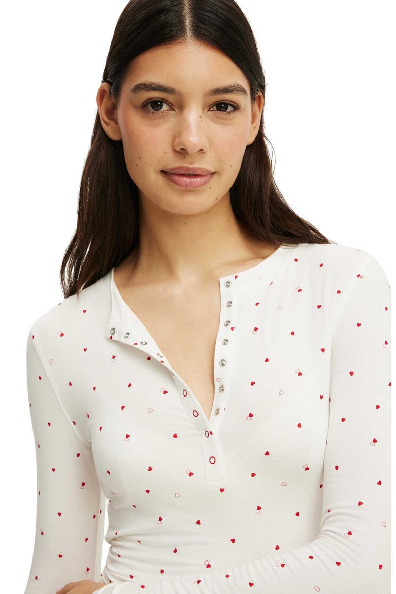 Women's Airy Soft Lounge Henley, Alternate, color, Smooth Mya Heart Coconut