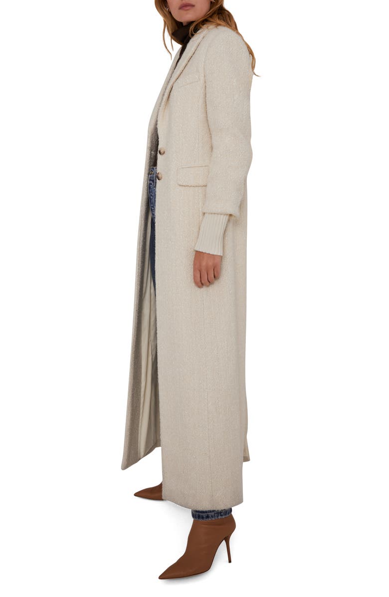 Favorite Daughter The City Longline Wool & Cotton Tweed Coat, Alternate, color, White Boucle